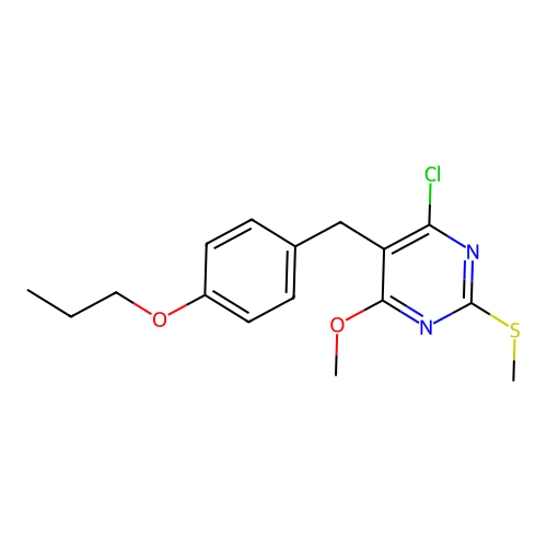 4-Chloro-6-methoxy-2-(methylthio)-5-(4-propoxybenzyl)pyrimidine structure