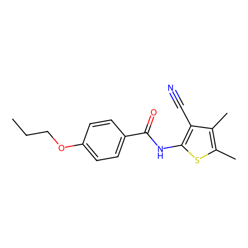 N-(3-cyano-4,5-dimethylthiophen-2-yl)-4-propoxybenzamide structure