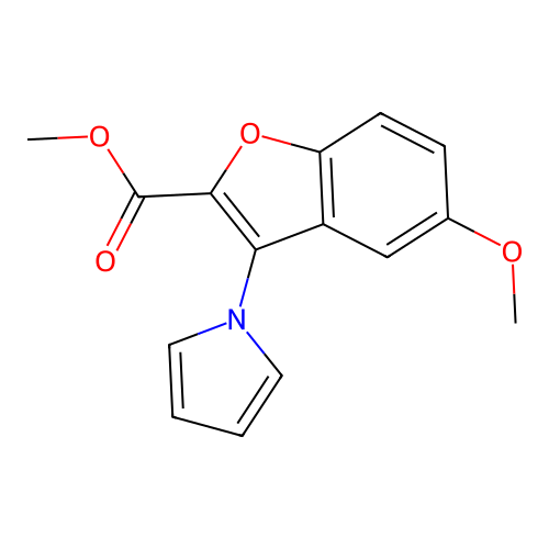 methyl 5-methoxy-3-(1H-pyrrol-1-yl)benzofuran-2-carboxylate structure