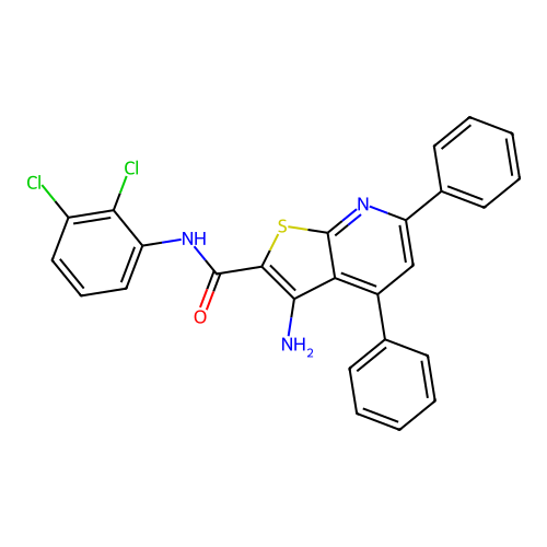 3-amino-N-(2,3-dichlorophenyl)-4,6-diphenylthieno[2,3-b]pyridine-2-carboxamide structure