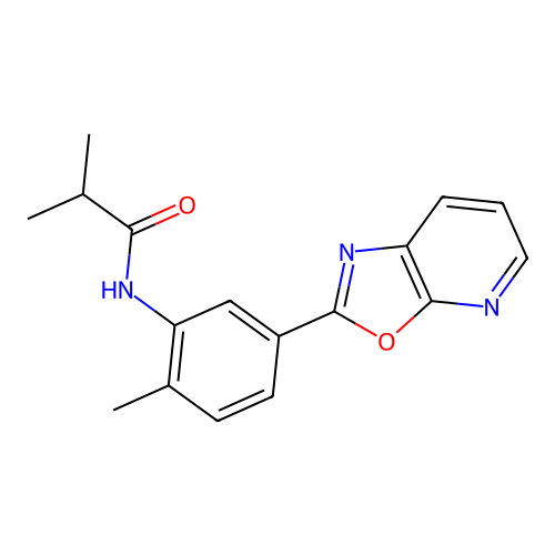 2-methyl-N-[2-methyl-5-([1,3]oxazolo[5,4-b]pyridin-2-yl)phenyl]propanamide structure