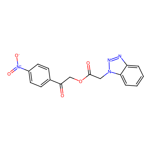 2-(4-nitrophenyl)-2-oxoethyl 1H-benzotriazol-1-ylacetate structure