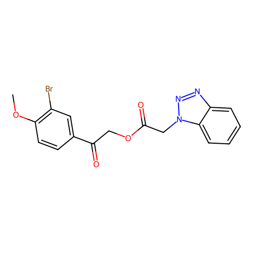 Benzotriazol-1-yl-acetic acid 2-(3-bromo-4-methoxy-phenyl)-2-oxo-ethyl ester structure
