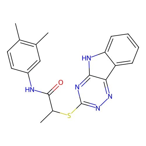 2-((5H-[1,2,4]Triazino[5,6-b]indol-3-yl)thio)-N-(3,4-dimethylphenyl)propanamide structure
