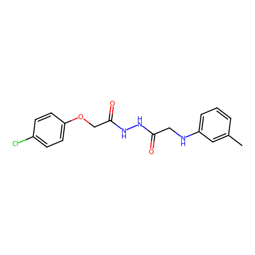 2-(4-chlorophenoxy)-N'-(3-toluidinoacetyl)acetohydrazide structure