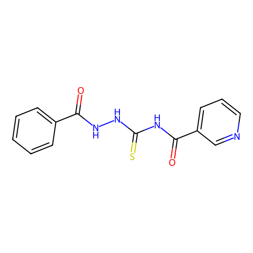 N-(N'-Benzoyl-hydrazinocarbothioyl)-nicotinamide structure