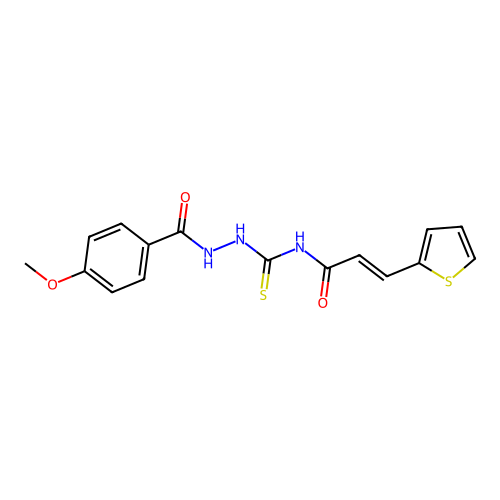 (E)-N-[[(4-methoxybenzoyl)amino]carbamothioyl]-3-thiophen-2-ylprop-2-enamide structure