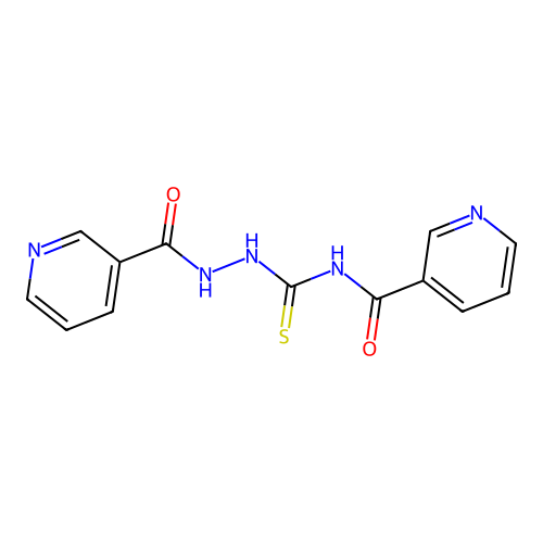 N-{[2-(pyridin-3-ylcarbonyl)hydrazinyl]carbonothioyl}pyridine-3-carboxamide structure