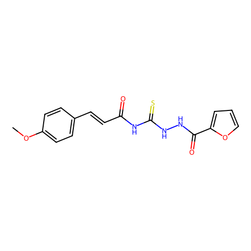 N-[N'-(Furan-2-carbonyl)-hydrazinocarbothioyl]-3-(4-methoxy-phenyl)-acrylamide structure
