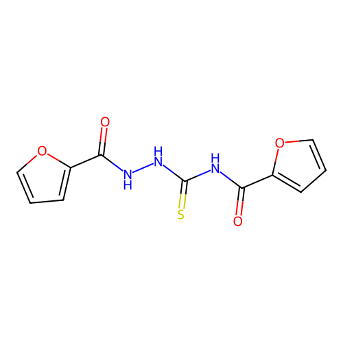 N-{[2-(furan-2-ylcarbonyl)hydrazinyl]carbonothioyl}furan-2-carboxamide structure