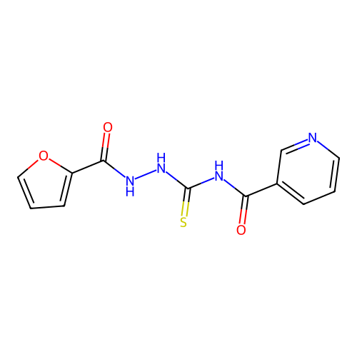 N-{[2-(furan-2-ylcarbonyl)hydrazinyl]carbonothioyl}pyridine-3-carboxamide structure