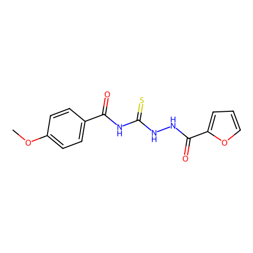 N-[N'-(Furan-2-carbonyl)-hydrazinocarbothioyl]-4-methoxy-benzamide structure