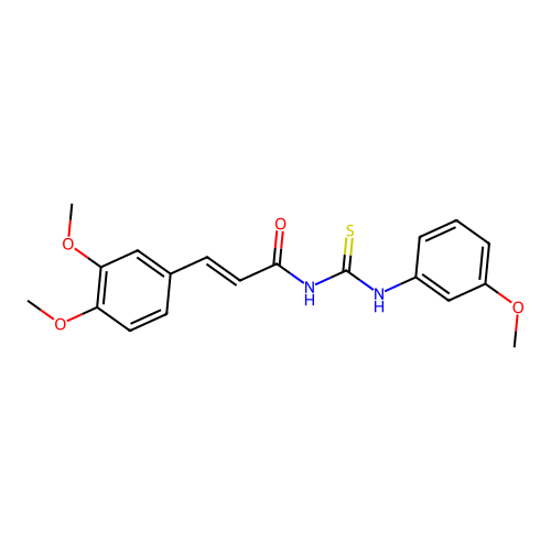 (2E)-3-(3,4-dimethoxyphenyl)-N-[(3-methoxyphenyl)carbamothioyl]prop-2-enamide structure