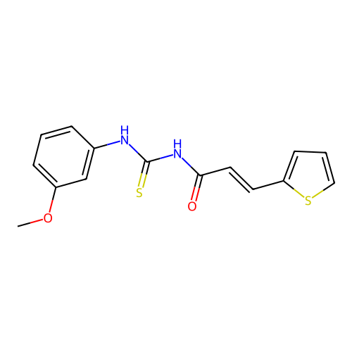 (2E)-N-[(3-methoxyphenyl)carbamothioyl]-3-(thiophen-2-yl)prop-2-enamide structure