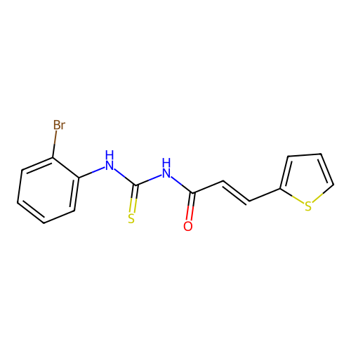 (2E)-N-[(2-bromophenyl)carbamothioyl]-3-(thiophen-2-yl)prop-2-enamide structure