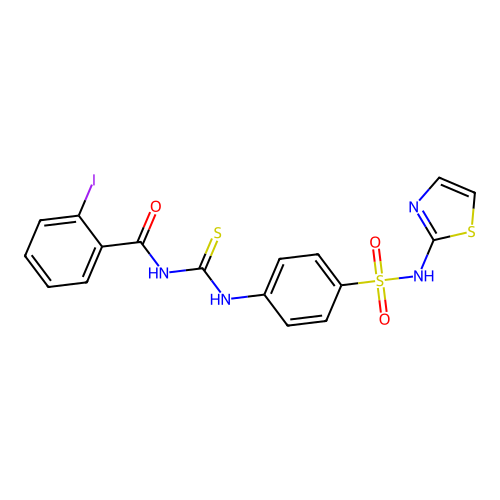 2-iodo-N-{[4-(1,3-thiazol-2-ylsulfamoyl)phenyl]carbamothioyl}benzamide structure