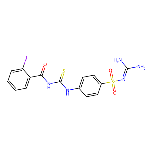 N-{[4-(carbamimidoylsulfamoyl)phenyl]carbamothioyl}-2-iodobenzamide structure