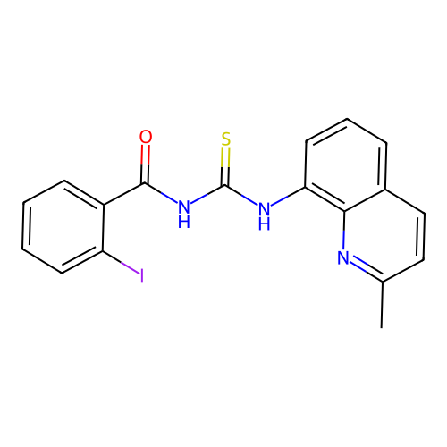 2-iodo-N-[(2-methylquinolin-8-yl)carbamothioyl]benzamide structure