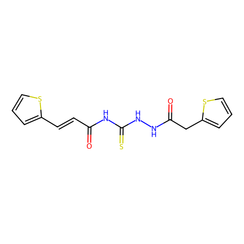 3-Thiophen-2-yl-N-[N'-(2-thiophen-2-yl-acetyl)-hydrazinocarbothioyl]-acrylamide structure