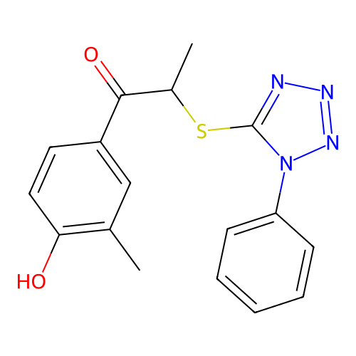 1-(4-hydroxy-3-methylphenyl)-2-[(1-phenyl-1H-tetrazol-5-yl)sulfanyl]propan-1-one structure