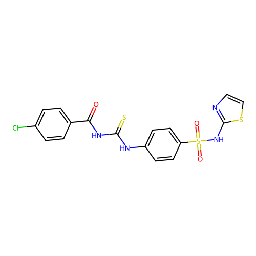 4-chloro-N-{[4-(1,3-thiazol-2-ylsulfamoyl)phenyl]carbamothioyl}benzamide structure