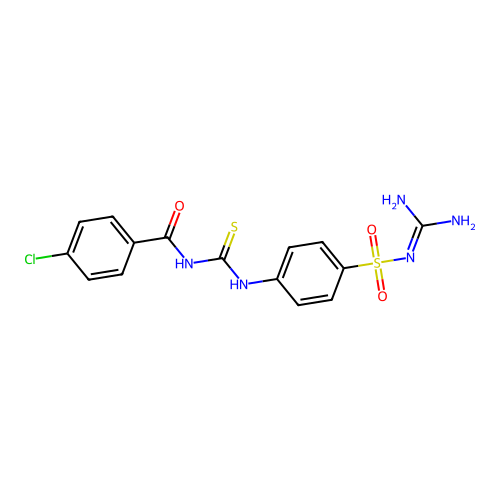 N-{[4-(carbamimidoylsulfamoyl)phenyl]carbamothioyl}-4-chlorobenzamide structure