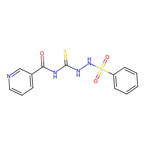 N-(benzenesulfonamidocarbamothioyl)pyridine-3-carboxamide structure