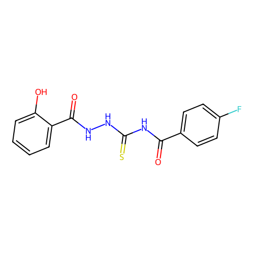 4-Fluoro-N-[N'-(2-hydroxy-benzoyl)-hydrazinocarbothioyl]-benzamide structure