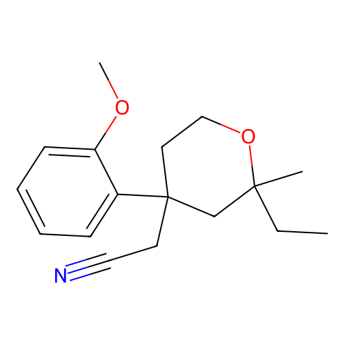 [2-Ethyl-4-(2-methoxyphenyl)-2-methyloxan-4-yl]acetonitrile structure