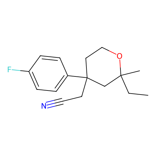 [2-ethyl-4-(4-fluorophenyl)-2-methyltetrahydro-2H-pyran-4-yl]acetonitrile structure
