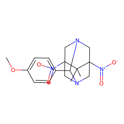 1,3-Diazaadamantane, 2-(4-methoxyphenyl)-6,6-dimethyl-5,7-dinitro- structure