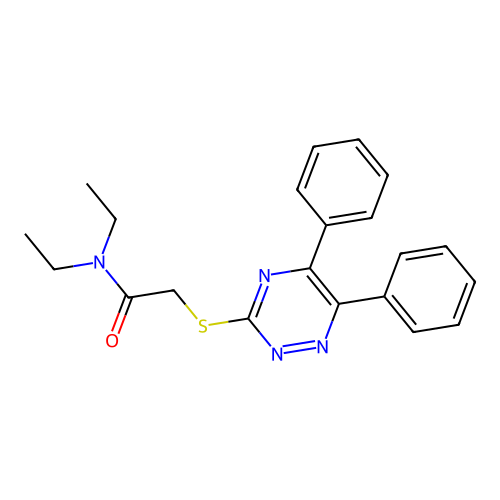 2-((5,6-Diphenyl-1,2,4-triazin-3-YL)thio)-N,N-diethylacetamide structure