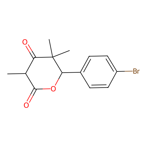 6-(4-bromophenyl)-3,5,5-trimethyldihydro-2H-pyran-2,4(3H)-dione structure