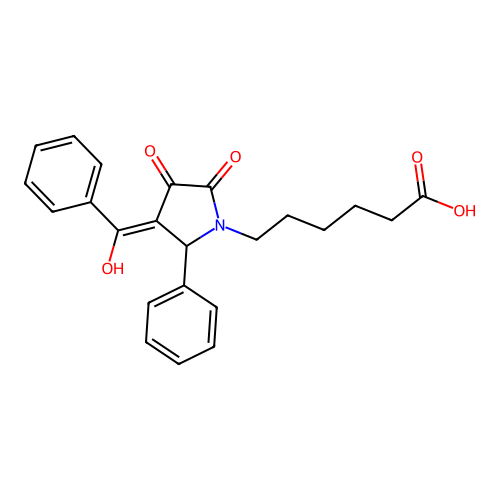 6-(3-benzoyl-4-hydroxy-5-oxo-2-phenyl-2,5-dihydro-1H-pyrrol-1-yl)hexanoic acid structure