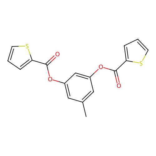 3-Methyl-5-[(2-thienylcarbonyl)oxy]phenyl 2-thiophenecarboxylate structure