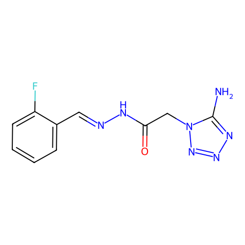 2-(5-amino-1H-tetrazol-1-yl)-N'-[(E)-(2-fluorophenyl)methylidene]acetohydrazide structure