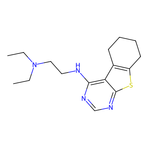 Pyrimido[4,5-b]benzothiophene, 5,6,7,8-tetrahydro-4-(2-diethylaminoethylamino)- structure