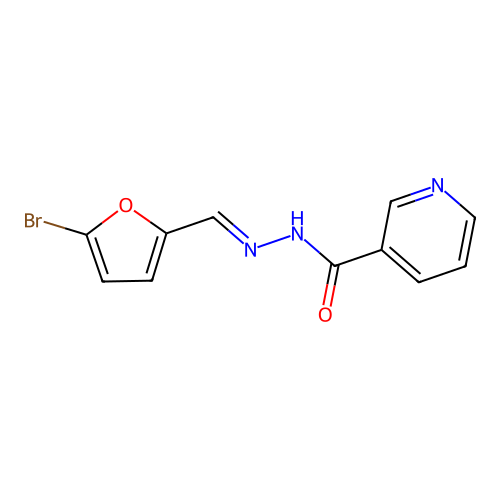 N-[(E)-(5-bromofuran-2-yl)methylideneamino]pyridine-3-carboxamide structure