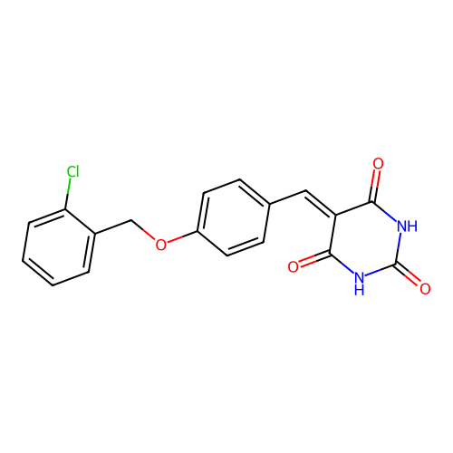 (5Z)-5-{4-[(2-chlorobenzyl)oxy]benzylidene}-2,6-dihydroxypyrimidin-4(5H)-one structure
