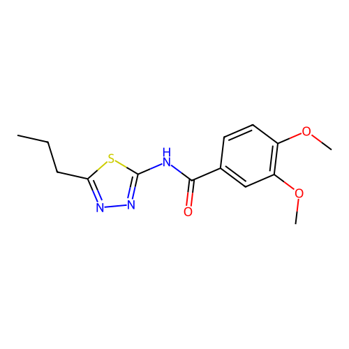 3,4-dimethoxy-N-(5-propyl-1,3,4-thiadiazol-2-yl)benzamide structure