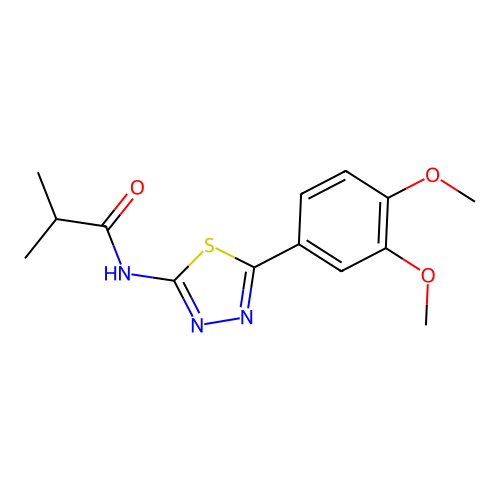 N-[5-(3,4-dimethoxyphenyl)-1,3,4-thiadiazol-2-yl]-2-methylpropanamide structure