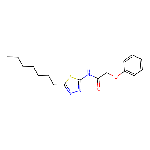 N-(5-heptyl-1,3,4-thiadiazol-2-yl)-2-phenoxyacetamide structure
