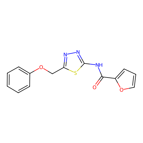N-(5-(phenoxymethyl)-1,3,4-thiadiazol-2-yl)furan-2-carboxamide structure