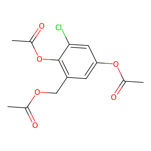 Benzyl alcohol, 3-chloro-2,5-dihydroxy-, triacetate structure