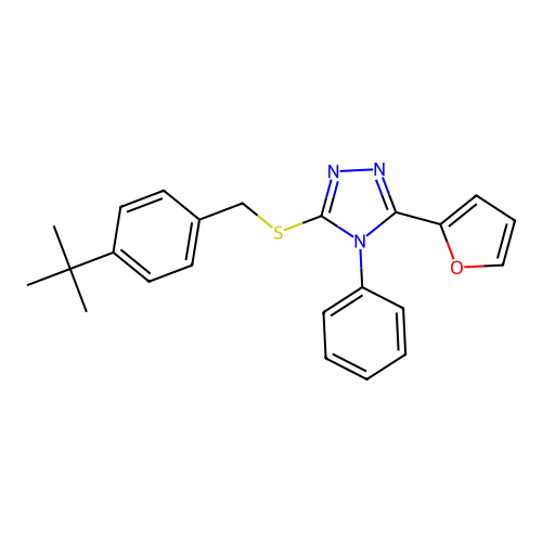 3-[(4-tert-butylbenzyl)sulfanyl]-5-(furan-2-yl)-4-phenyl-4H-1,2,4-triazole structure