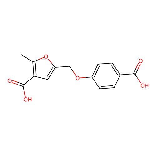 5-[(4-Carboxyphenoxy)methyl]-2-methylfuran-3-carboxylic acid structure