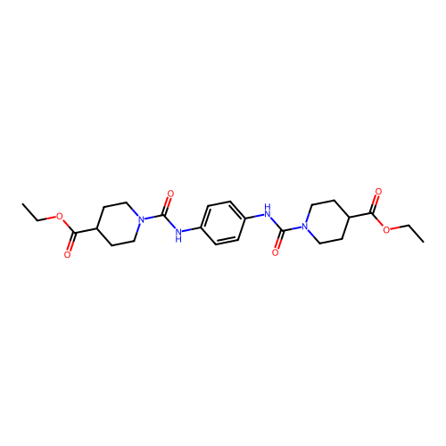 Diethyl 1,1'-(benzene-1,4-diyldicarbamoyl)dipiperidine-4-carboxylate structure