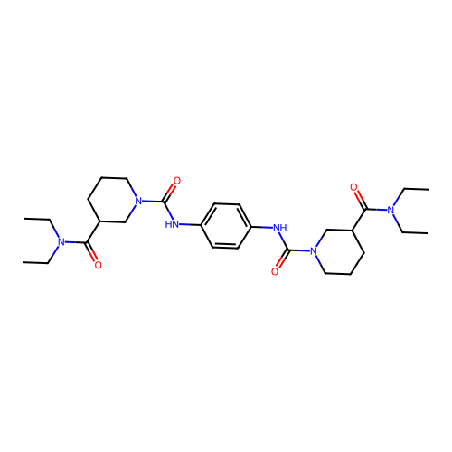 N~1~,N~1~'-benzene-1,4-diylbis(N~3~,N~3~-diethylpiperidine-1,3-dicarboxamide) structure