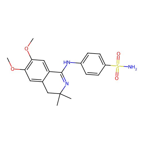 4-[(6,7-dimethoxy-3,3-dimethyl-4H-isoquinolin-1-yl)amino]benzenesulfonamide structure