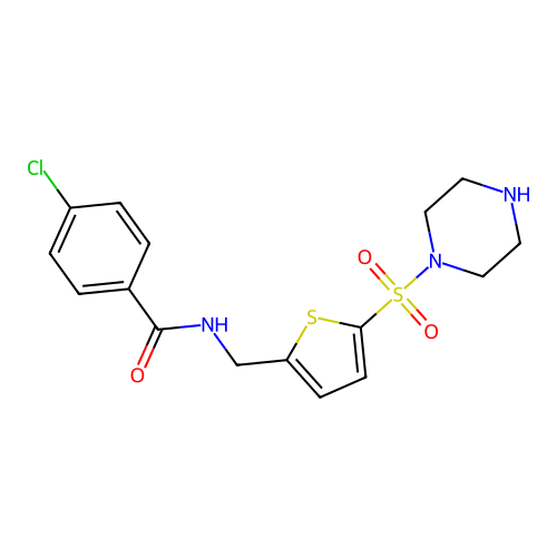 Benzamide, 4-chloro-N-[[5-(1-piperazinylsulfonyl)-2-thienyl]methyl]- structure